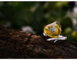 Sterling Silver and Natural Amber Butterfly Ring
