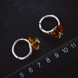 Sterling Silver and Natural Amber Butterfly Ring