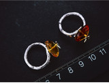 Sterling Silver and Natural Amber Butterfly Ring