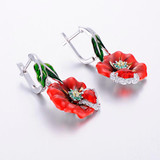 Desirée Royal Flower Enamel Silver Earrings