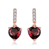 Red Garnet Drop Earrings made of Silver and Plated with 18K Gold