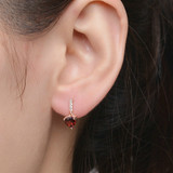 Red Garnet Drop Earrings made of Silver and Plated with 18K Gold