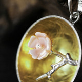 Handmade silver wintersweet pendant