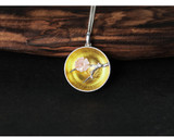 Handmade silver wintersweet pendant