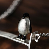 Handmade Penguin & Natural Ocean Agate Stone Necklace Handmade Penguin & Natural Ocean Agate Stone Necklace