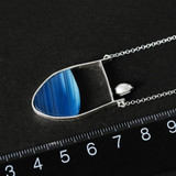 Handmade Penguin & Natural Ocean Agate Stone Necklace Handmade Penguin & Natural Ocean Agate Stone Necklace