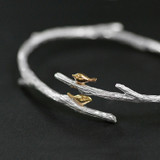 Hand Crafted Gold Bird on Branch Bracelet