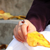 Handmade Sterling Silver Tea Lover Ring with Natural Amber