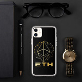 Gold on black ETH Ethereum iPhone Case