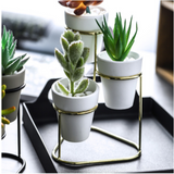 3-Tiered Iron Frame Ceramic Planter