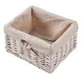 3-Tier 1-Drawer  End Table | Night Stand with 2 Wicker Baskets - Set of 2 in White