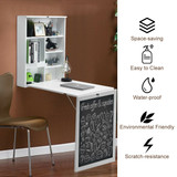 Space Saver Convertible Wall Mounted Organizer & Desk with Chalkboard - White