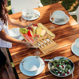 Bamboo Cheese Board & Knife Set  with Slide-Out Drawer