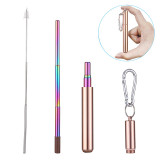 Stainless Steel Telescopic Drinking Portable straw For Travel Reusable Collapsible Metal Straw With Brush