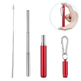 Stainless Steel Telescopic Drinking Portable straw For Travel Reusable Collapsible Metal Straw With Brush