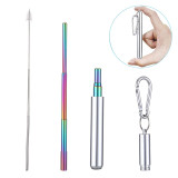 Stainless Steel Telescopic Drinking Portable straw For Travel Reusable Collapsible Metal Straw With Brush