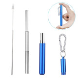 Stainless Steel Telescopic Drinking Portable straw For Travel Reusable Collapsible Metal Straw With Brush