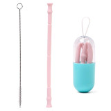 Stainless Steel Telescopic Drinking Portable straw For Travel Reusable Collapsible Metal Straw With Brush