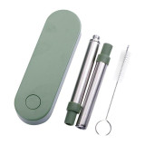 Stainless Steel Drinking Straws Telescopic Metal Straw With Brush Portable Storage Box Kitchen Bar Accessories