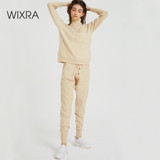 Wixra Women's Sweater Suit and Sets Turtleneck Long Sleeve Sweaters+Pockets Long Trousers 2PCS