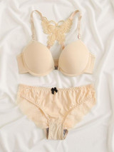 Contrast Lace Underwire Lingerie Set
