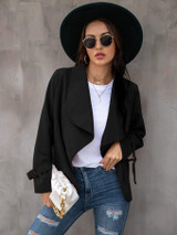 Women Solid Suede Trench Coat