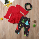 Christmas Kid Girl 3Pcs Set - Tunic, Pants and Headband