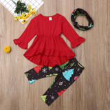 Christmas Kid Girl 3Pcs Set - Tunic, Pants and Headband