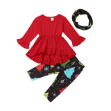 Christmas Kid Girl 3Pcs Set - Tunic, Pants and Headband