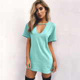 Women Summer T-Shirt Loose Short Sleeve TShirts Sexy V-Neck Cotton Tee Shirt