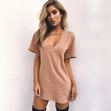 Women Summer T-Shirt Loose Short Sleeve TShirts Sexy V-Neck Cotton Tee Shirt
