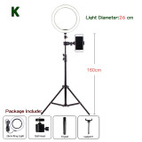 Selfie Ring Light 10.2" Dimmable LED Ring Light with Stand and Phone Holder, Live Streaming/Makeup/YouTube/Vlog/TikTok Videos