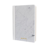 Leather Bounded Carrara White Marble Notebook
