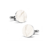 Carrara White (Round) Marble Cuff Links