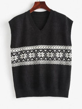 Fair Isle Knit V Neck Sweater Vest