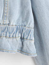 Drop Shoulder Pocket Peplum Denim Jacket
