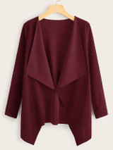Draped Collar Open Front Coat