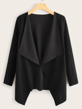 Draped Collar Open Front Coat