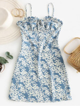 Ditsy Floral Smocked Frilled Cami Summer Dress