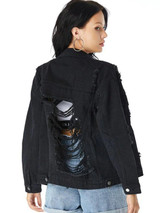 Distressed Drop Shoulder Chest Pocket Denim Jacket