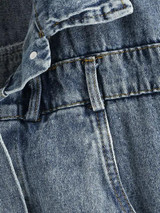 Buttoned Back Drop Shoulder Pocket Denim Jacket