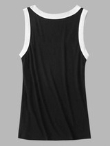 Ribbed Contrast Trim Scoop Neck Tank Top