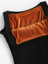 Fleece Lined Ribbed Knit Slim Tank Top