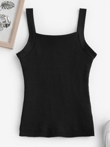 Fleece Lined Ribbed Knit Slim Tank Top