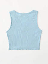 Cherry Embroidery Rib-knit Tank Top