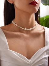 1pc Transparent Stone Decor Necklace