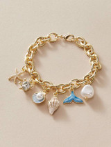 1pc Shell & Faux Pearl Chain Bracelet