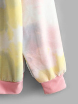 Tie Dye Funny Cat Oversized Drop Shoulder Sweatshirt