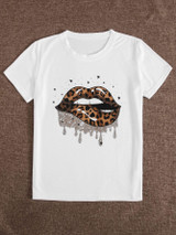 Leopard Lip Print Short Sleeve Tee
