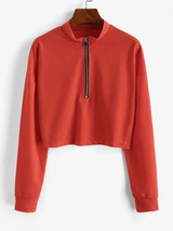 Half Zip Cropped Pullover Sweatshirt